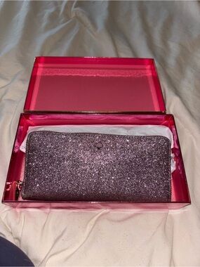 kate spade Glitter Zip Around Wallet in Purple